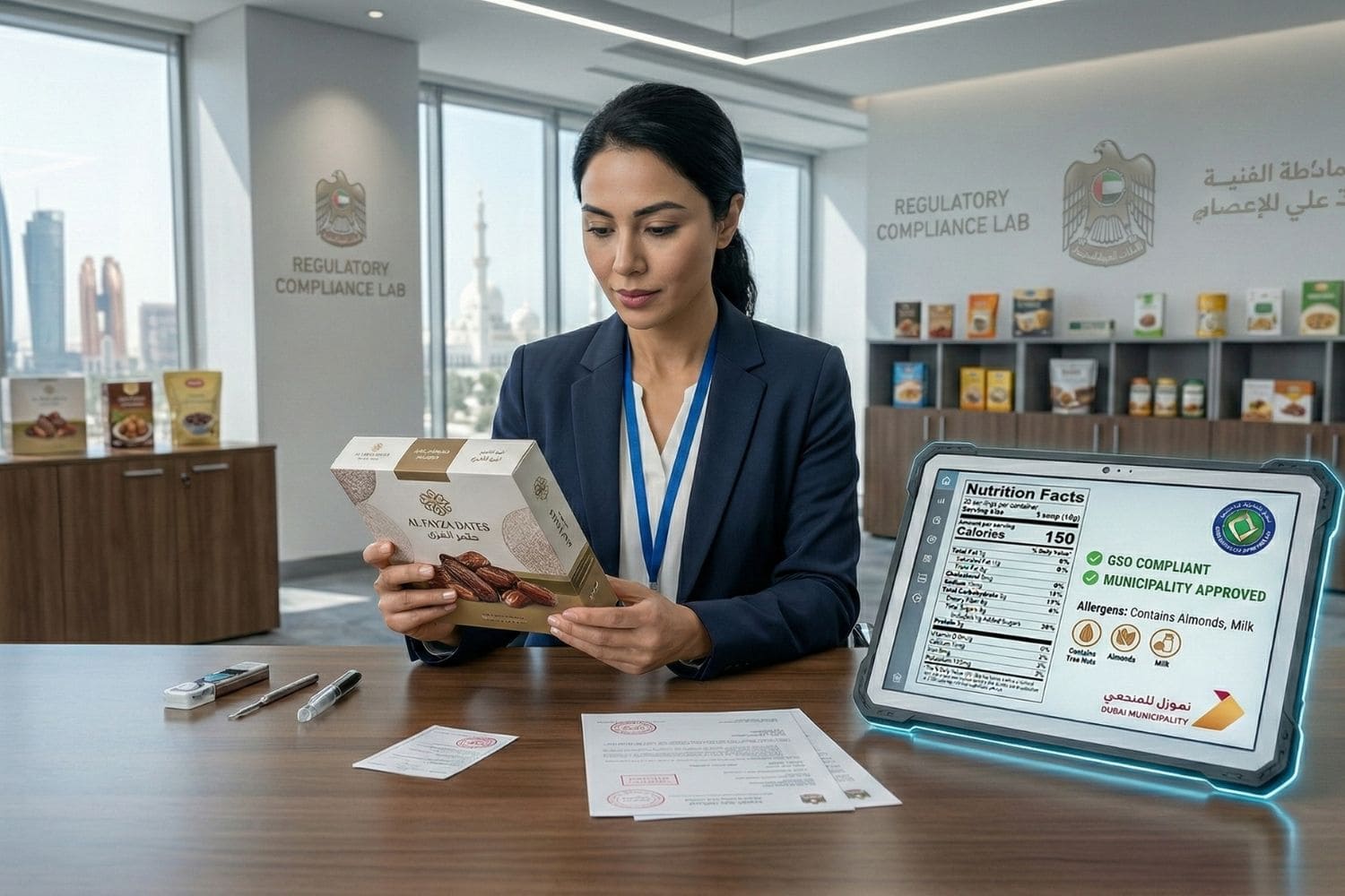Food compliance expert reviewing product labels