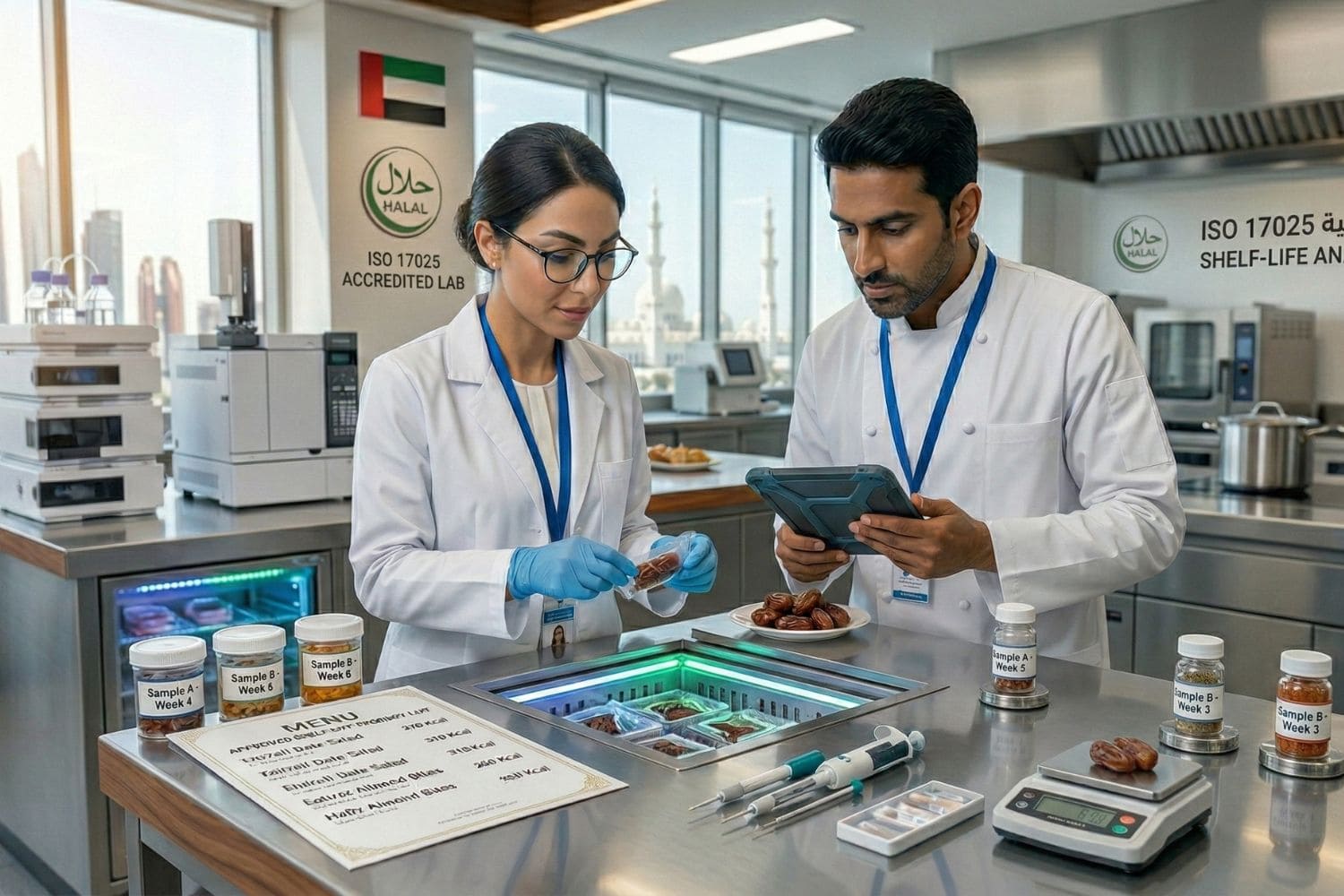 Food scientist conducting a shelf-life study in a laboratory